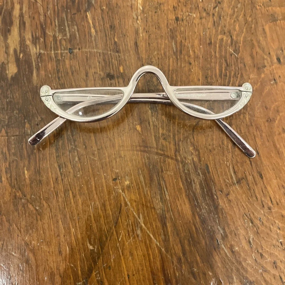 Vtg Retro Eyeglasses Reading glasses Frames Rose Gold Pink 5